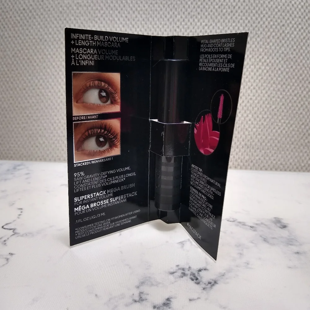 Mac Black Stack Mascara Superstack Mega Brush Travel Size .1 Oz
